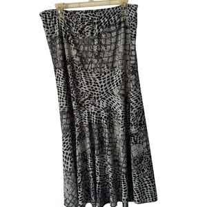 Y2k Metro Wears Animal Print Maxi Skirt Womens L Gray Black Elastic Waist Grunge